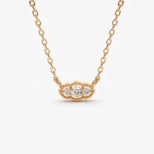 0.12CTW Trio Diamond Art Deco Necklace