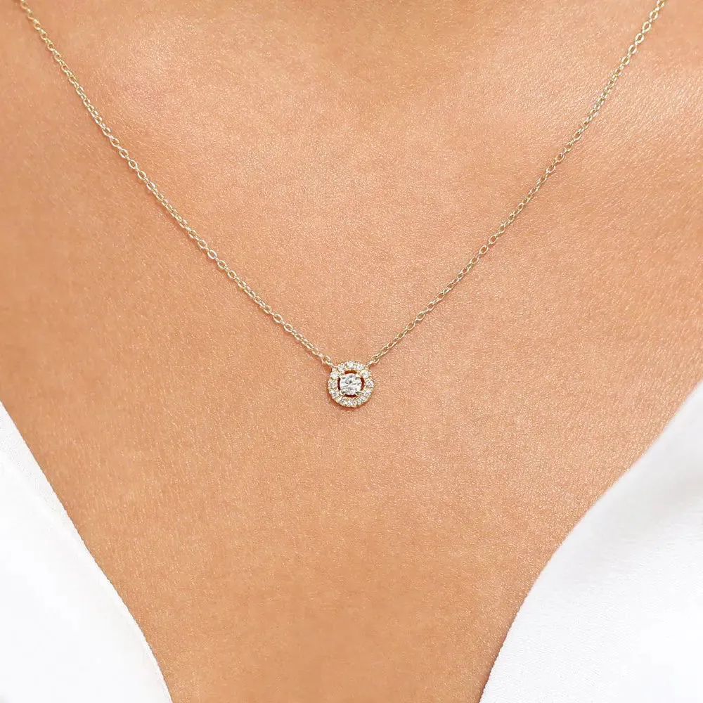 0.15CTW Mini Diamond Halo Necklace