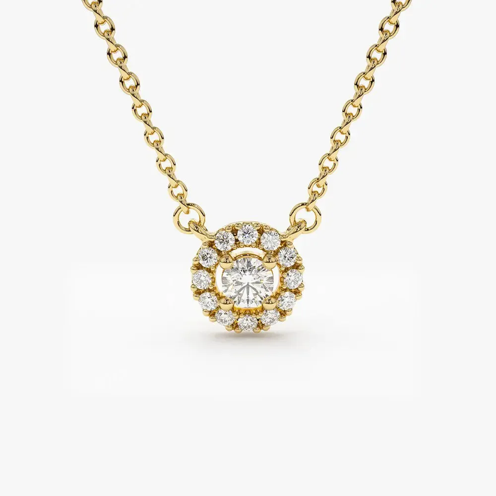 0.15CTW Mini Diamond Halo Necklace