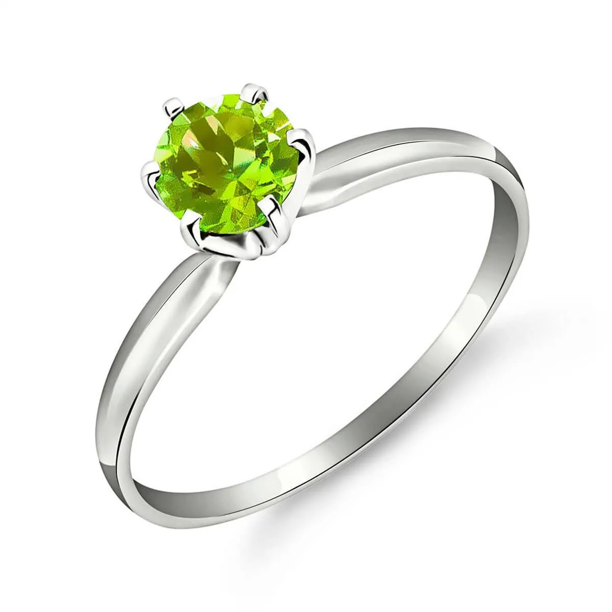 0.65 Carat 14K Solid White Gold Solitaire Ring Natural Peridot