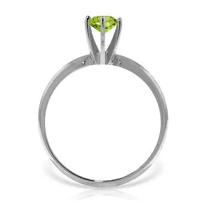 0.65 Carat 14K Solid White Gold Solitaire Ring Natural Peridot