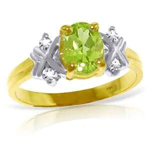 0.97 Carat 14K Solid Yellow Gold Stirring Feelings Peridot Diamond Ring