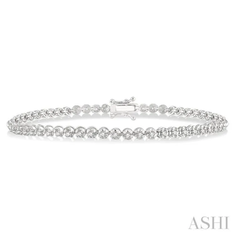 1 ctw Round Cut Diamond Illusion Bracelet in 10K White Gold