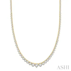 10 ctw Riviera Round Cut Diamond Necklace in 14K Yellow Gold