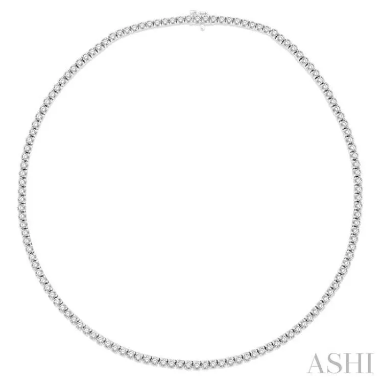 10 ctw Round Cut Diamond Tennis Necklace in 14K White Gold