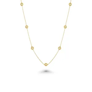 10 Stone Diamond By The Yard Necklace, Bezel Set Diamond Station Necklace (0.70 ct.) in 14K Gold