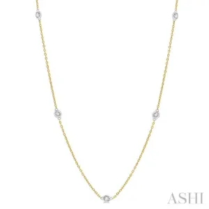 1/4 Ctw Round Cut Diamond Fashion Necklace in 14K Yellow and White Gold