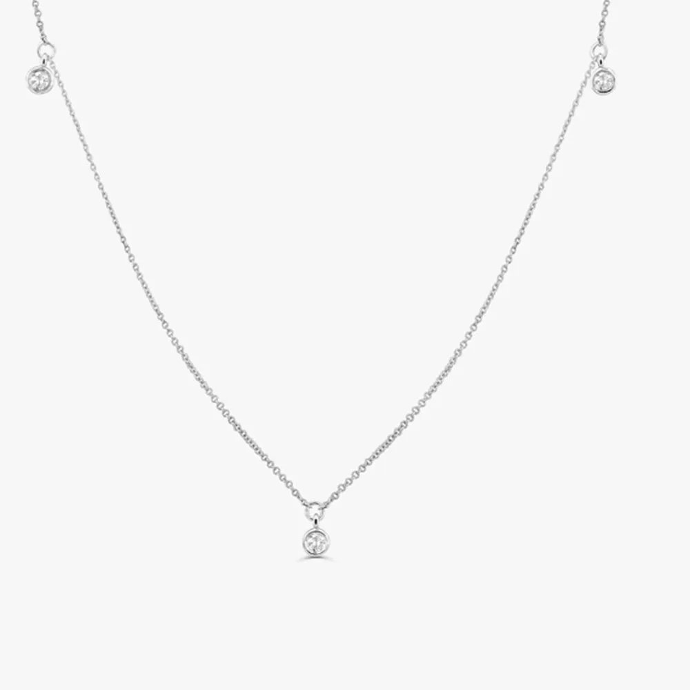 14k 5 Diamond Dangle Necklace