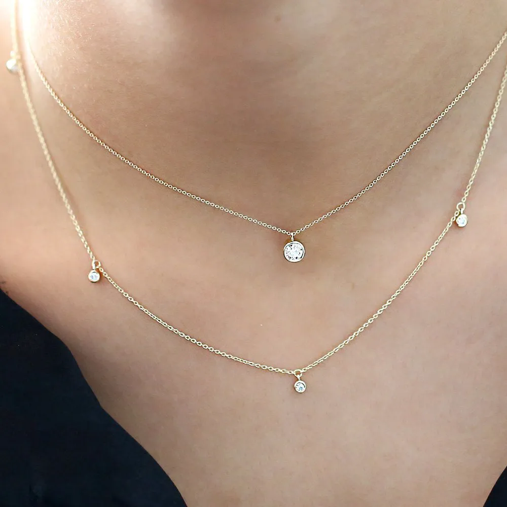 14k 5 Diamond Dangle Necklace