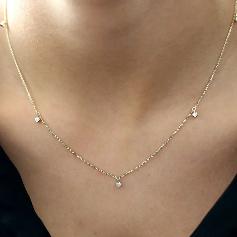 14k 5 Diamond Dangle Necklace