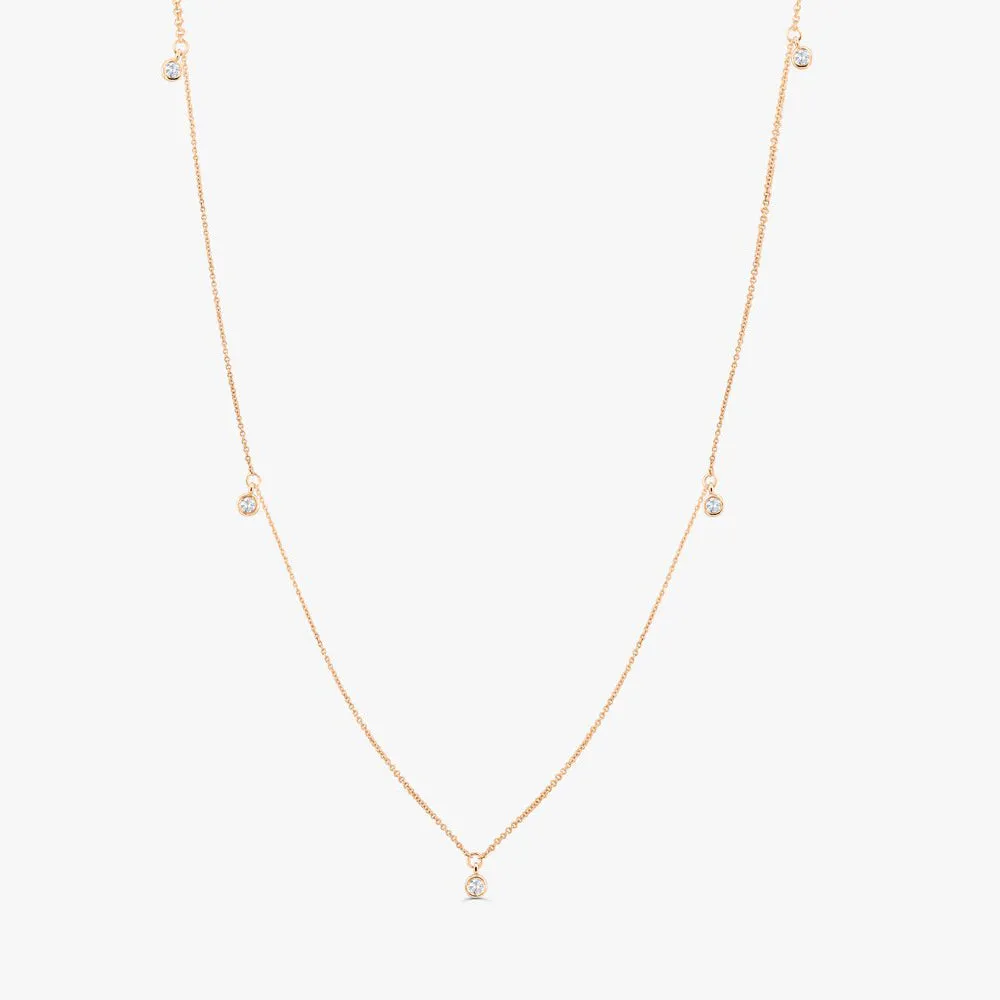 14k 5 Diamond Dangle Necklace