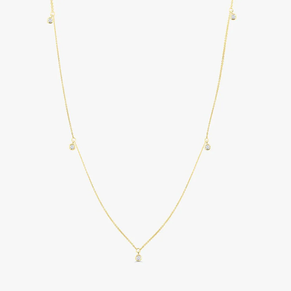 14k 5 Diamond Dangle Necklace