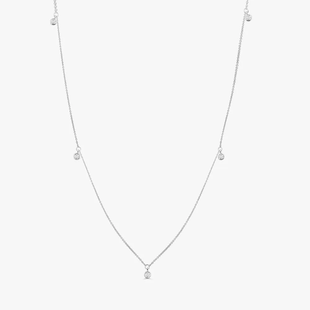 14k 5 Diamond Dangle Necklace