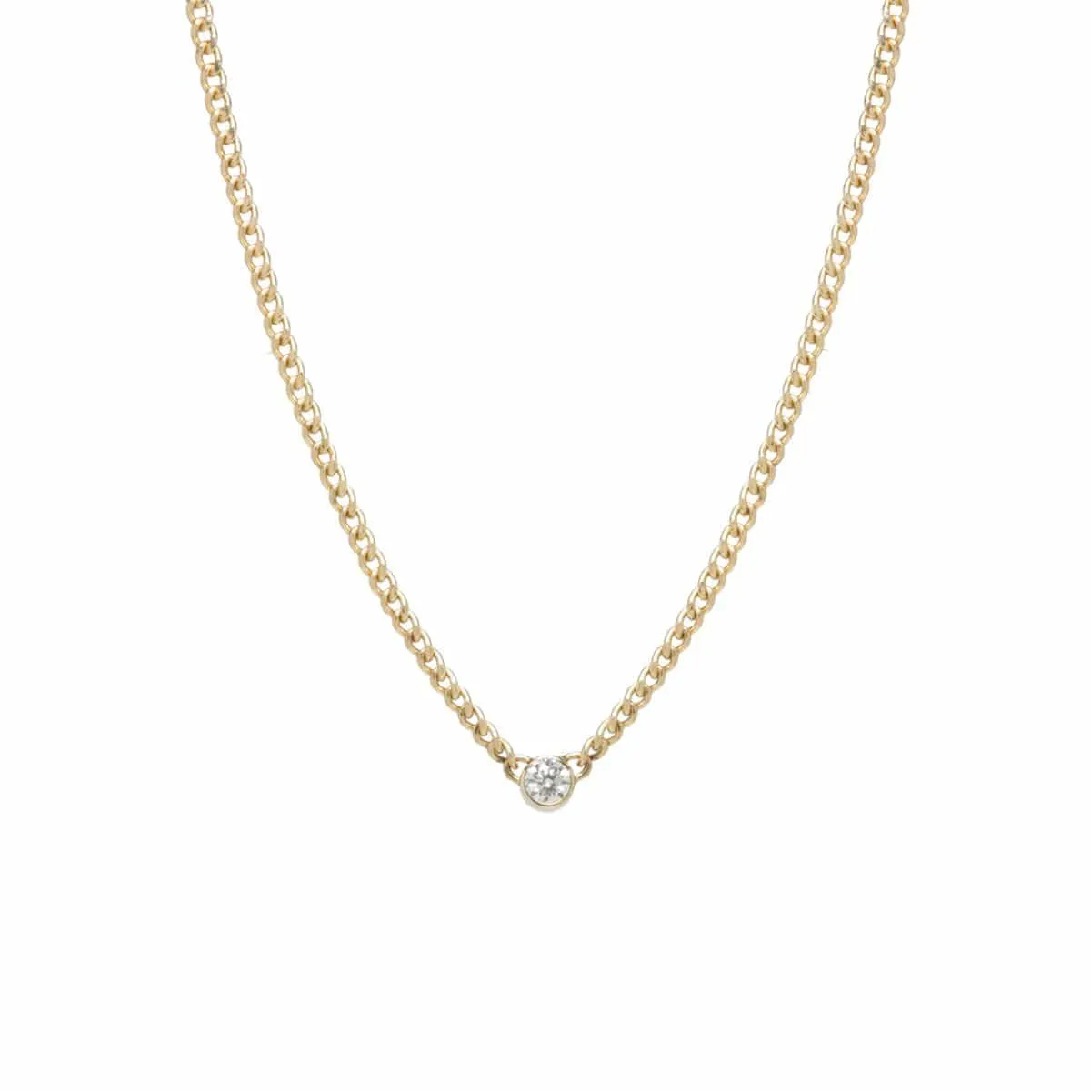 14k Gold 3mm Bezel set Diamond Necklace