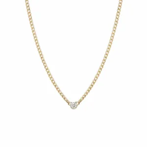 14k Gold 3mm Bezel set Diamond Necklace