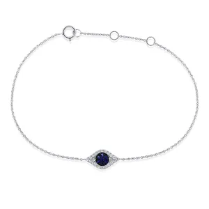 14k Gold & Diamond Evil Eye Bracelet - 0.11ct