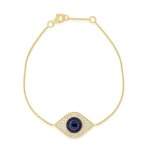 14k Gold & Diamond Evil Eye Bracelet - 0.47ct