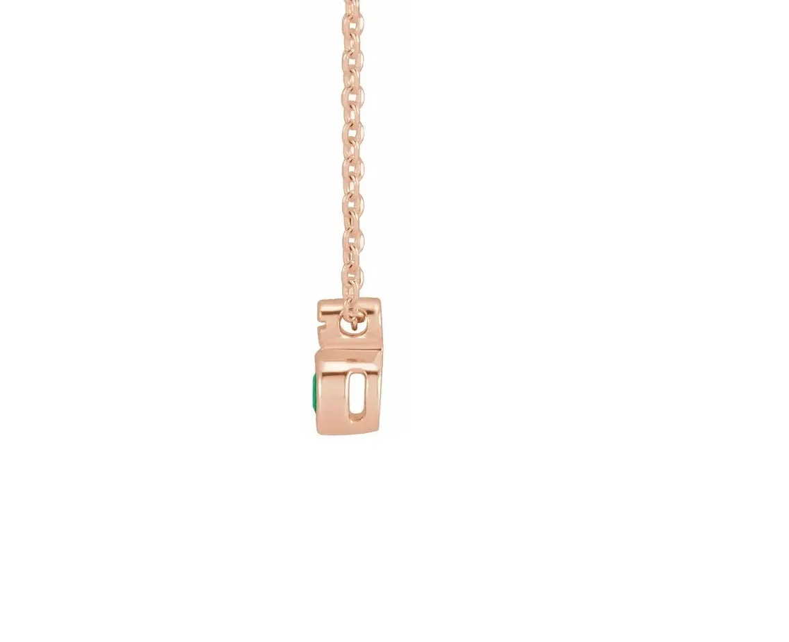 14K Gold Natural Emerald Screw Necklace