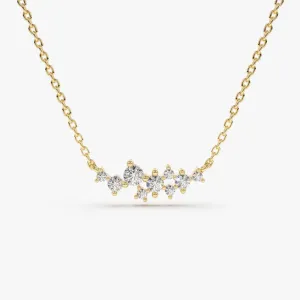 14K Gold Nine Diamond Cluster Necklace