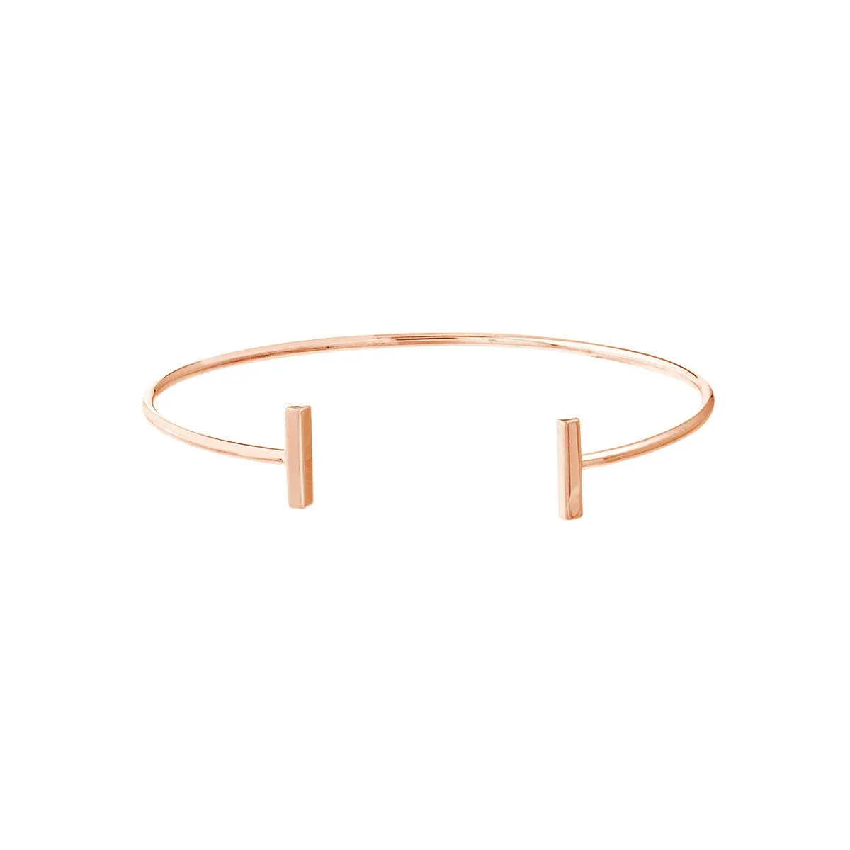 14K Gold Staple Bar Cuff Bangle