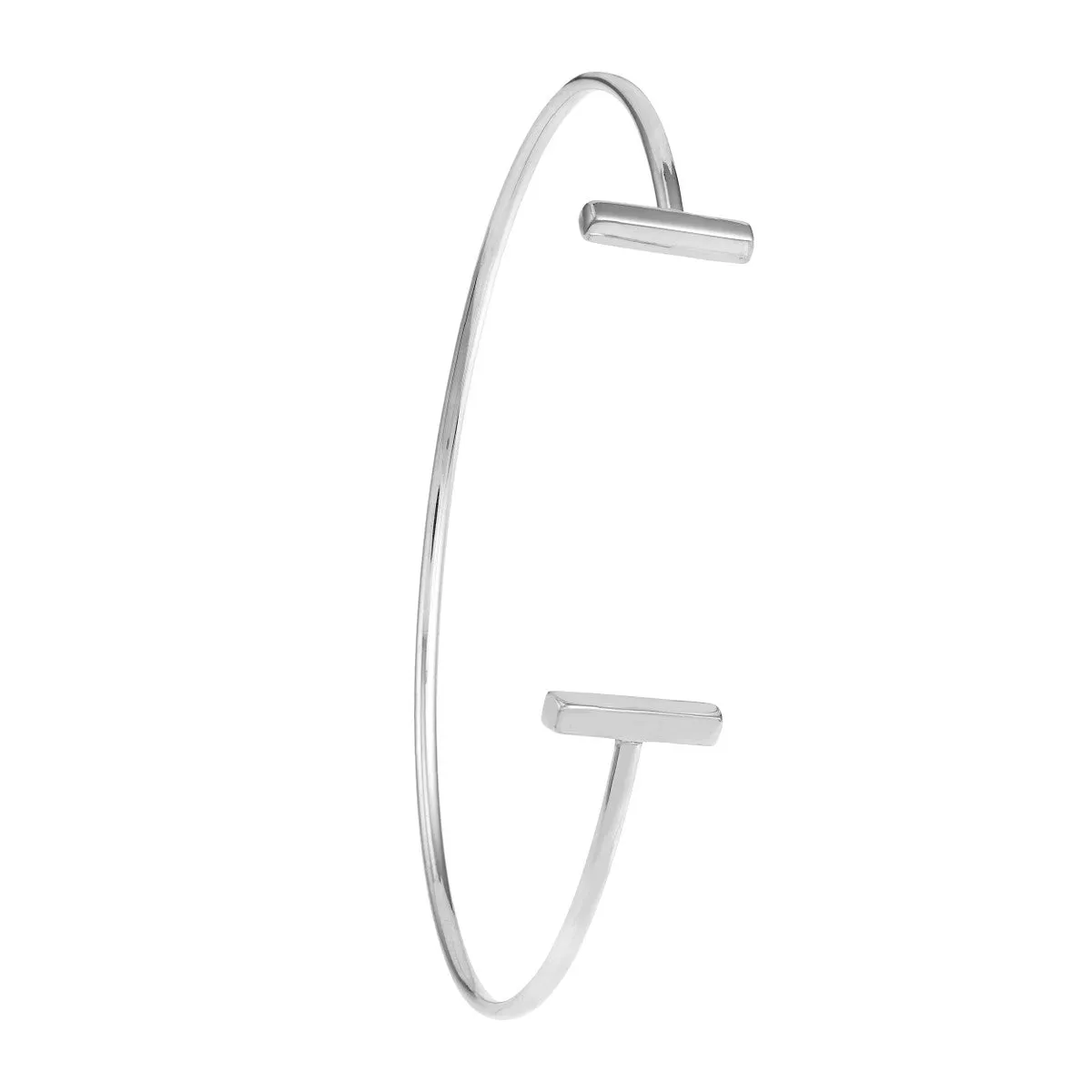 14K Gold Staple Bar Cuff Bangle