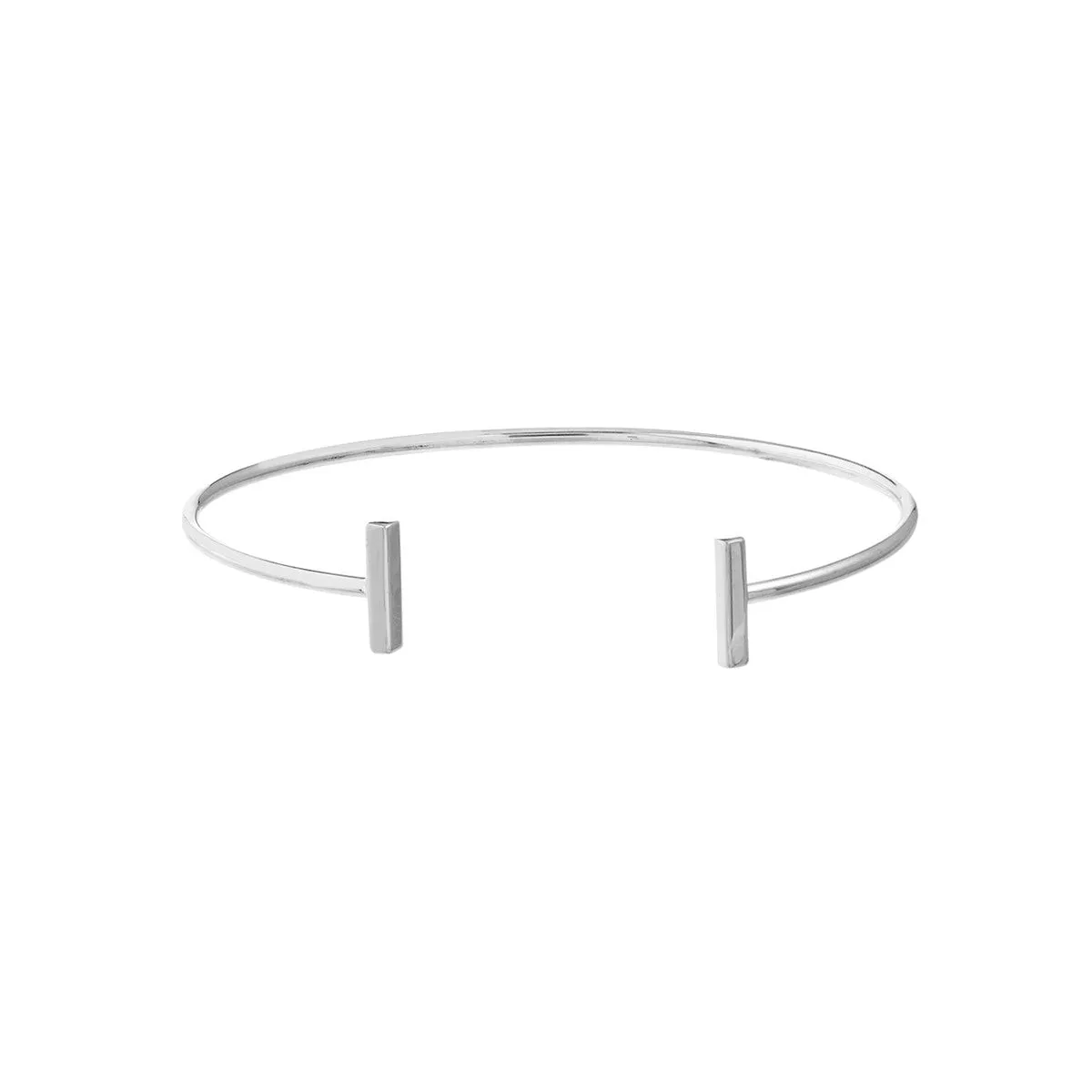 14K Gold Staple Bar Cuff Bangle