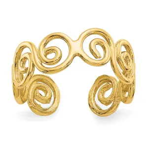 14k Real Yellow Gold Spiral Summer Toe Ring