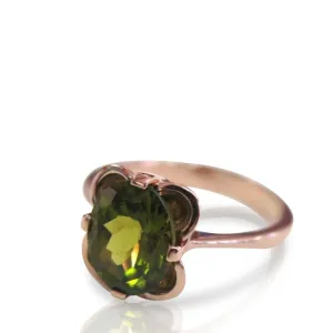 14K Rose Gold Oval Green Peridot 8X10mm Ring