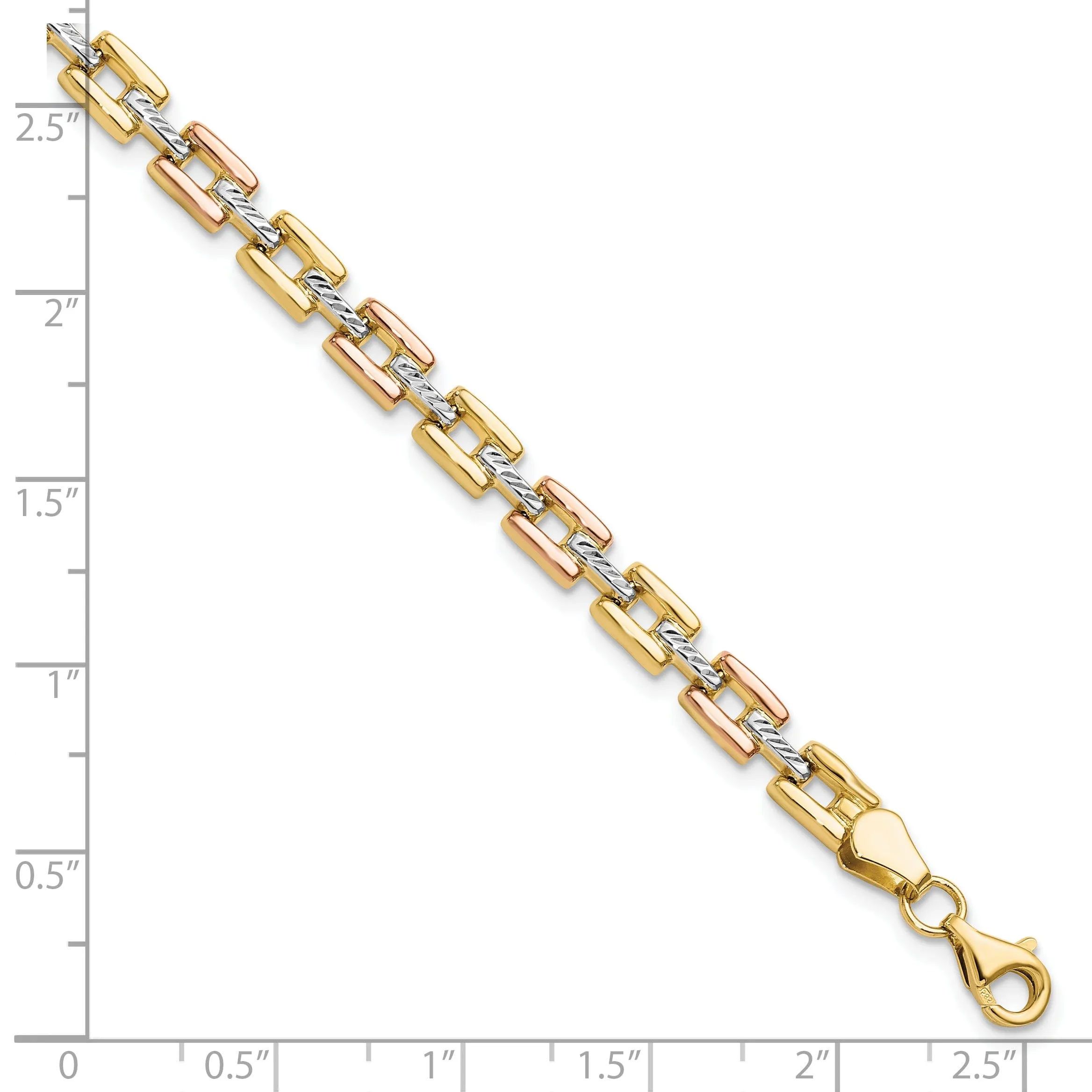 14k Two Tone Gold Diamond Cut Fancy Bracelet