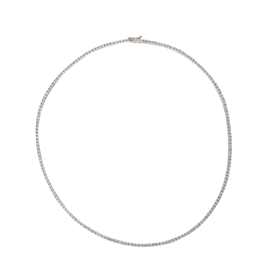 14K White Gold 6.18 Carat Diamond Tennis Necklace