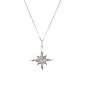 14K White Gold Diamond Star Necklace .20CTW