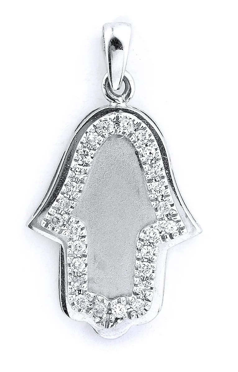 14K White Gold Hamsa