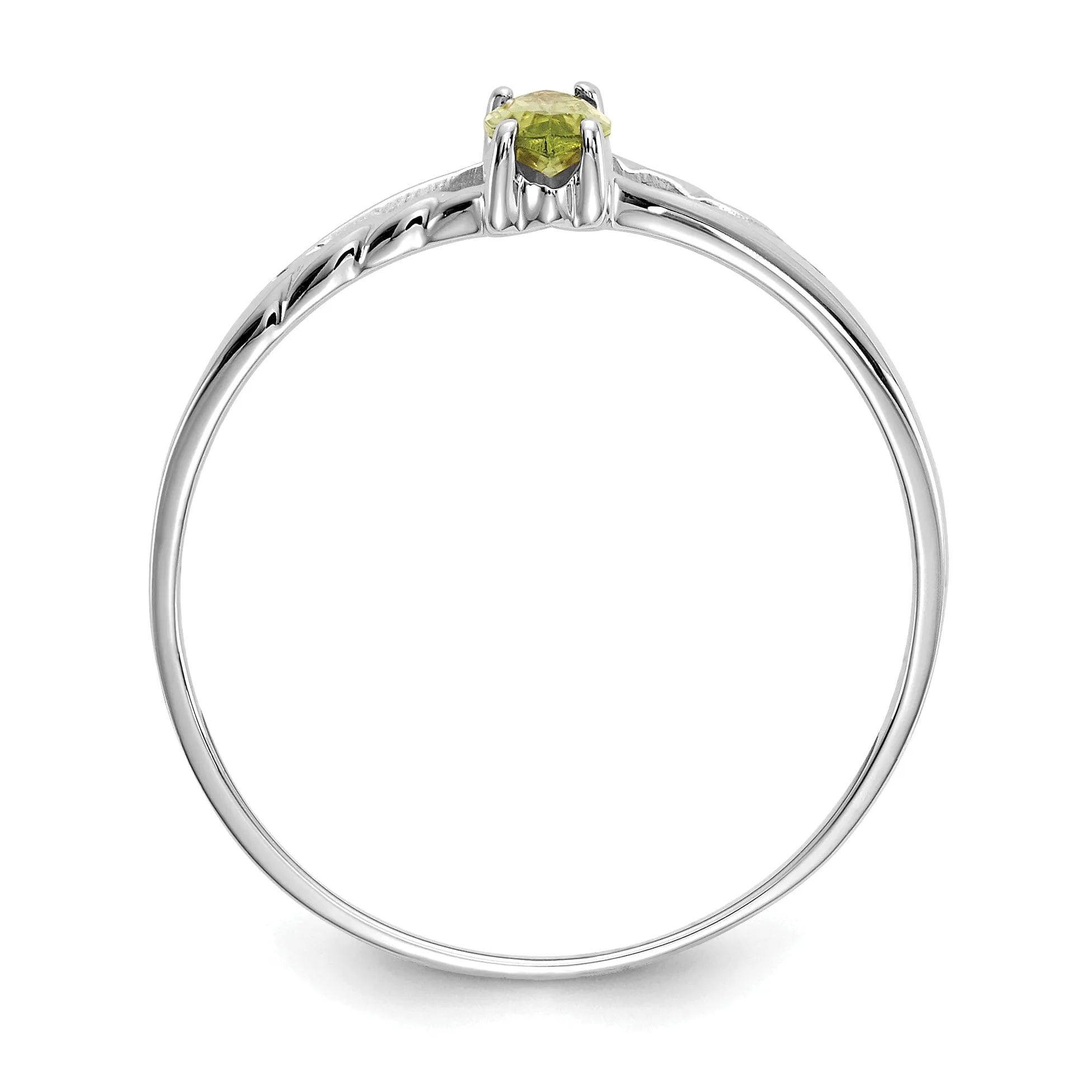 14k White Gold Polished Peridot Birthstone Ring