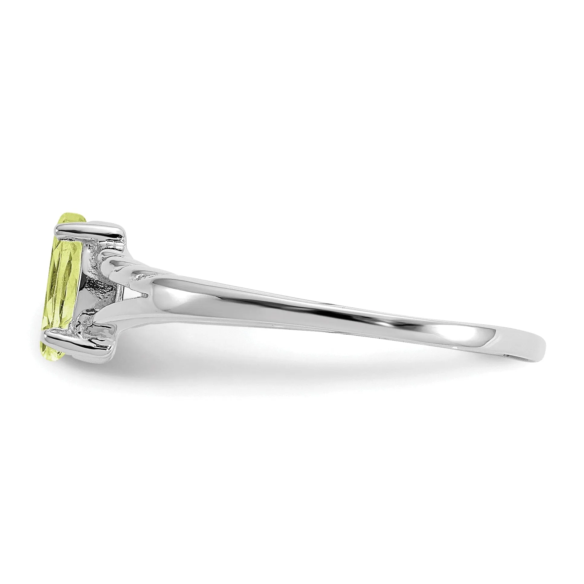 14k White Gold Polished Peridot Birthstone Ring