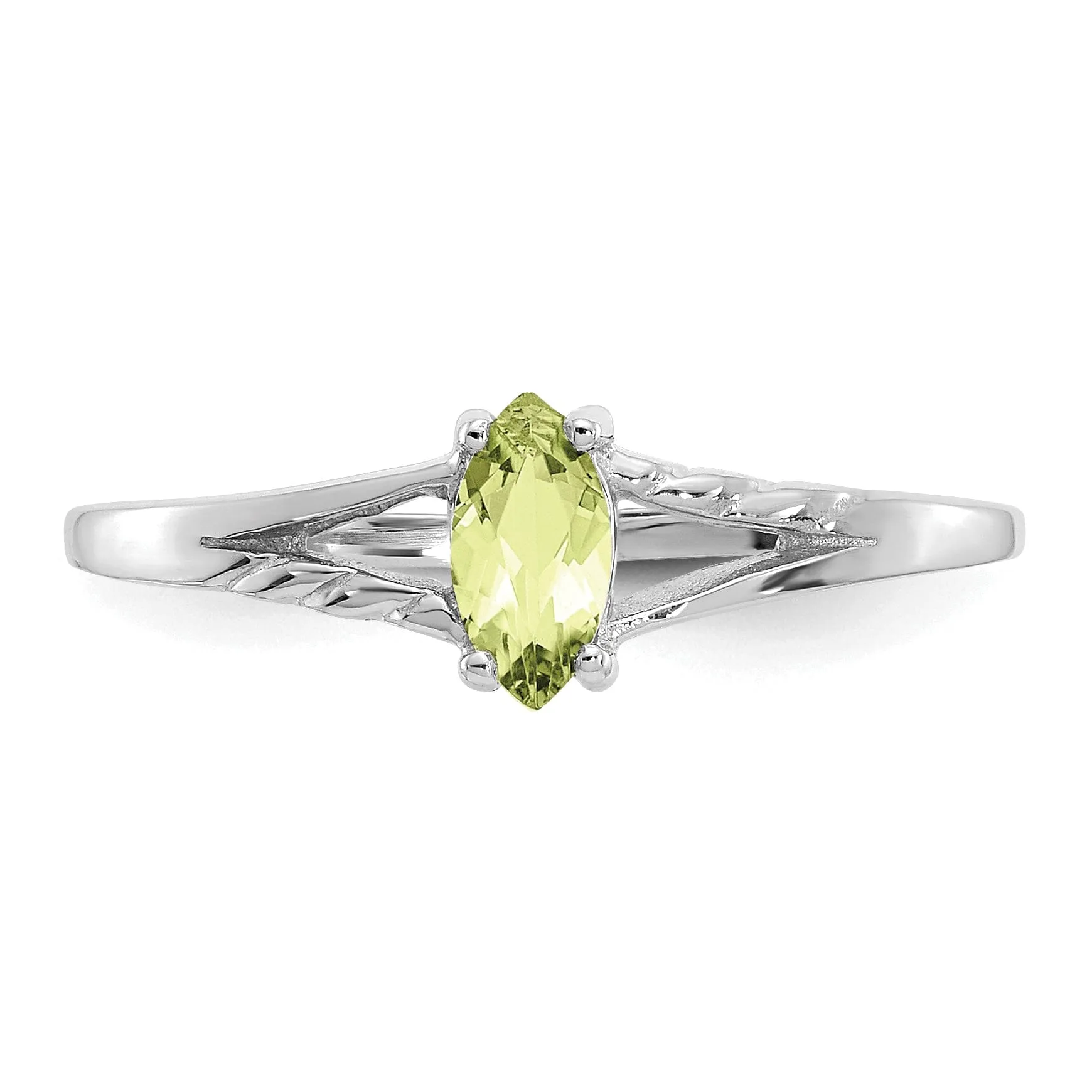 14k White Gold Polished Peridot Birthstone Ring