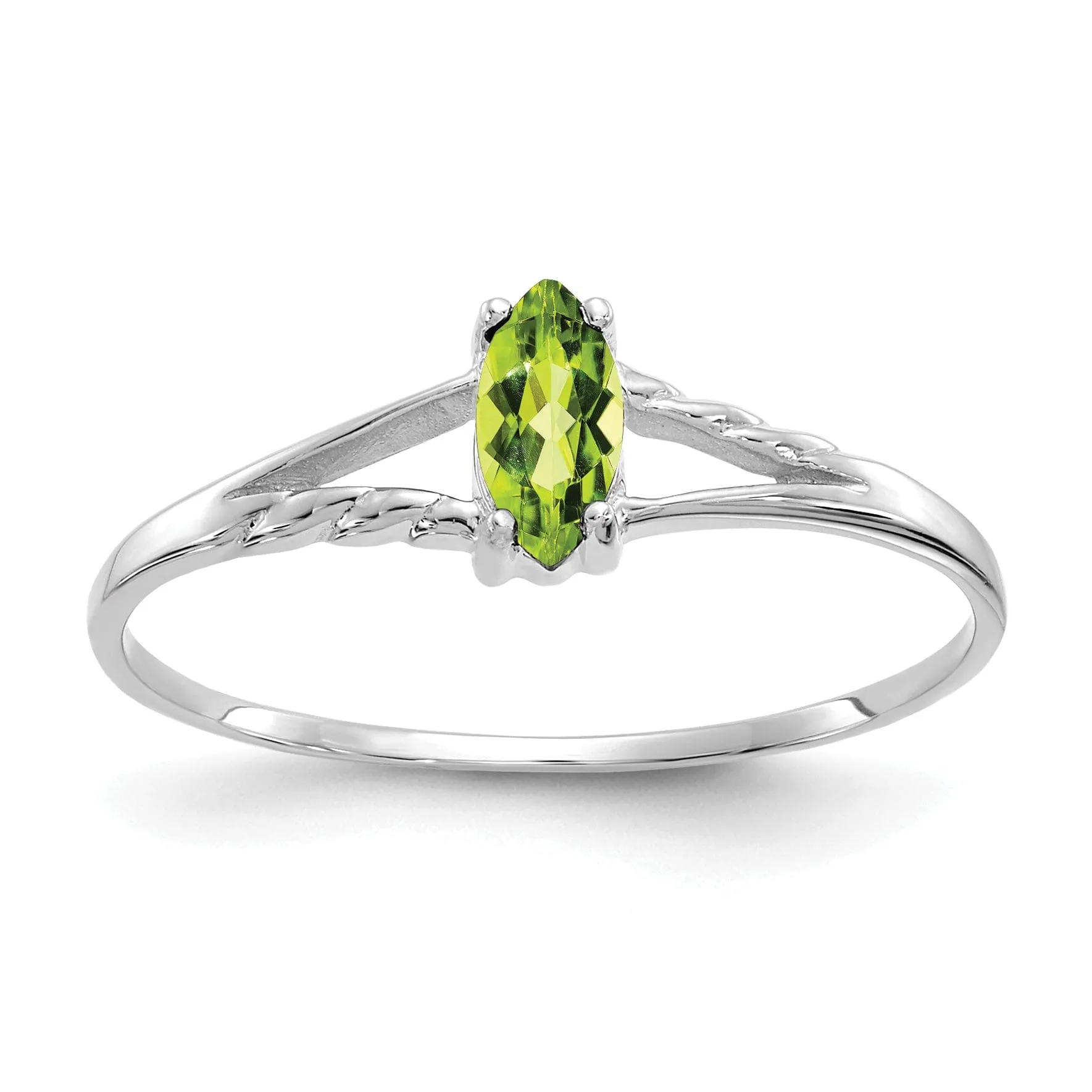 14k White Gold Polished Peridot Birthstone Ring