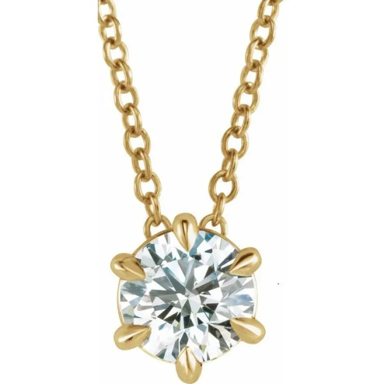 14K Yellow 5/8 CT Lab-Grown Diamond Solitaire 16-18" Necklace