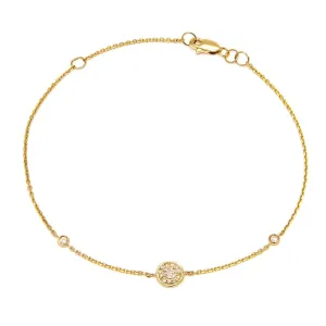 14k Yellow Gold Diamond Circle Bracelet