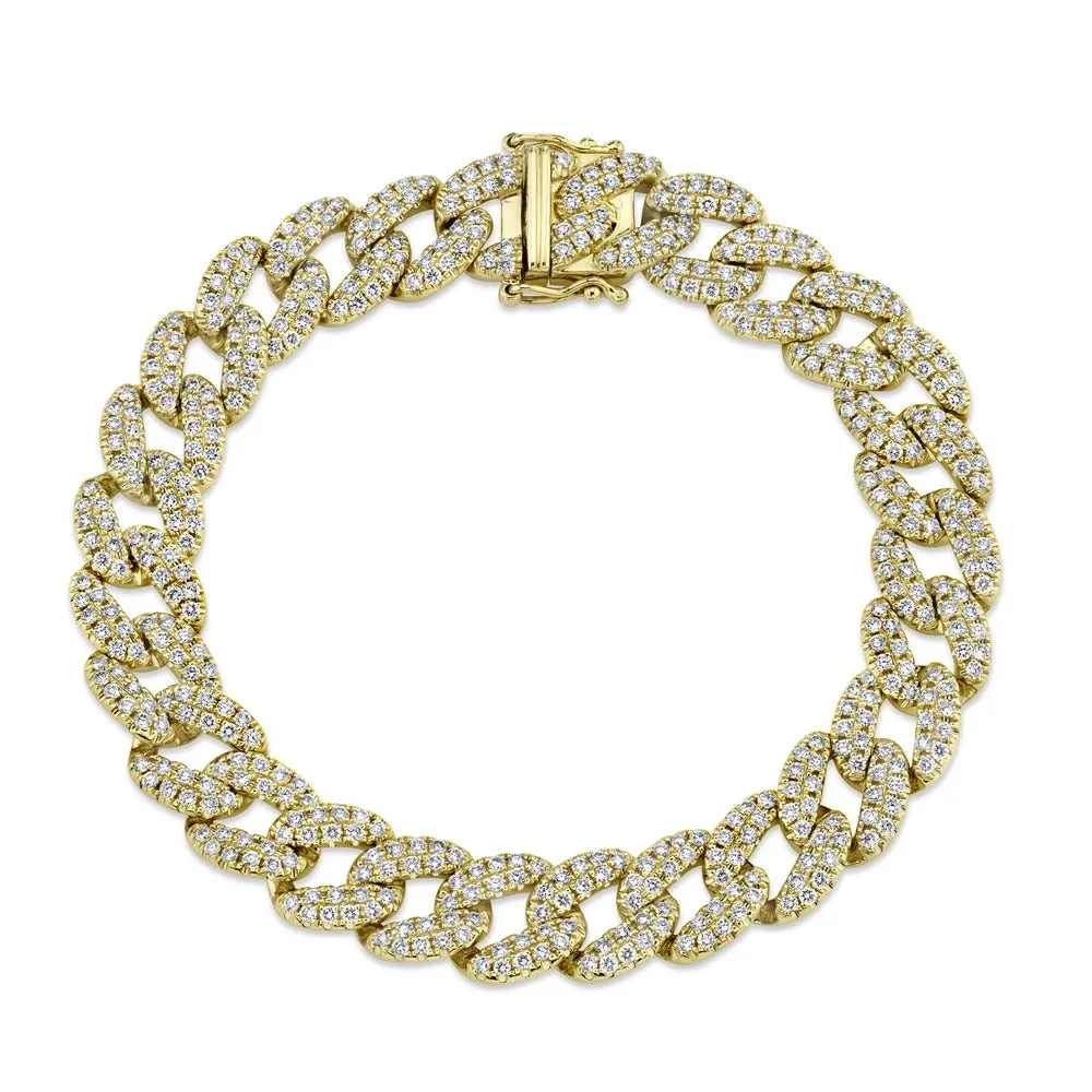 14K Yellow Gold Diamond Pave Cuban Link Bracelet