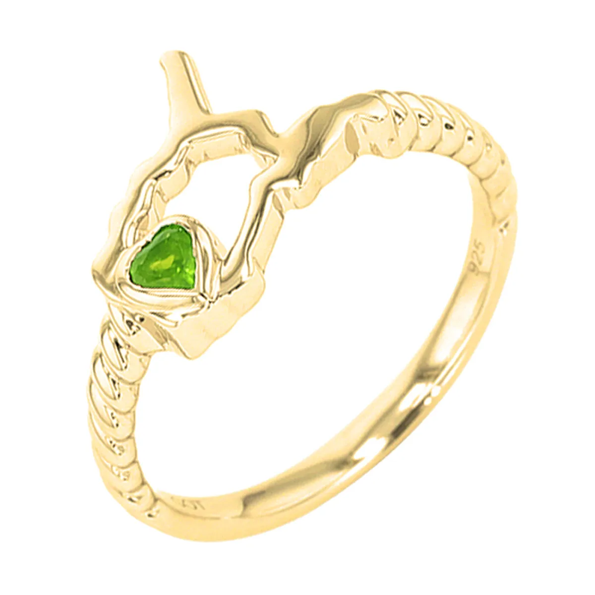 14Kt Yellow Gold Peridot 1/10Ctw Ring