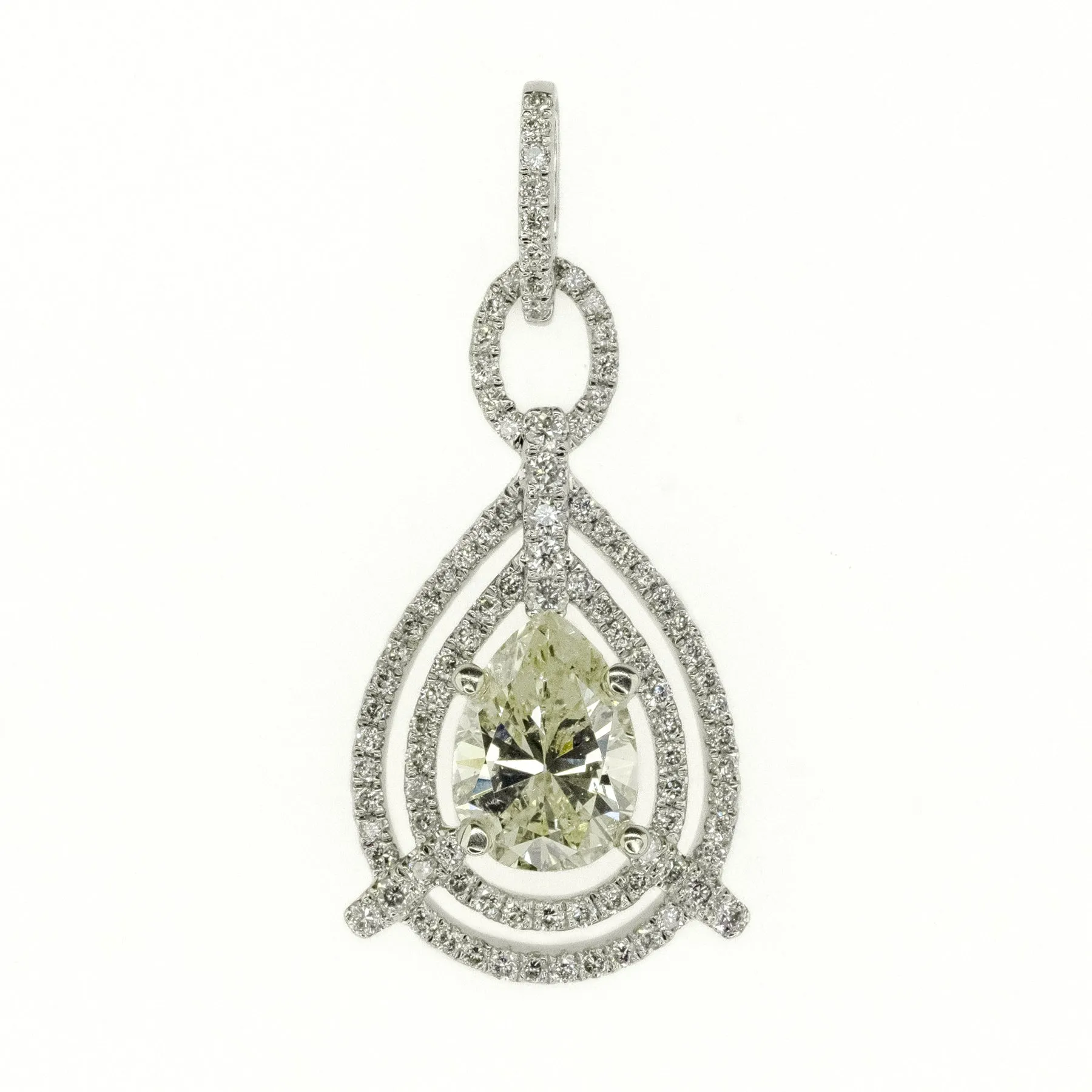 1.65ctw Pear Diamond Pendant on 18" Necklace in 14K White Gold