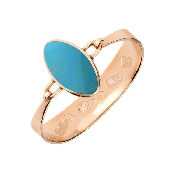 18ct Rose Gold Turquoise Oval Stone Heavy Bangle