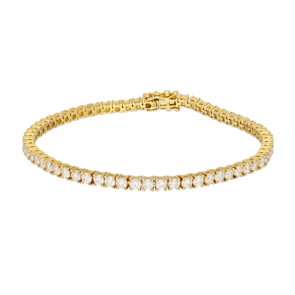 18ct Yellow Gold Diamond Tennis Bracelet - 4.00ct