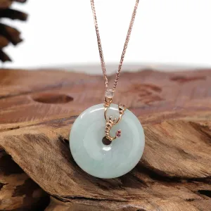 18k Rose Gold Genuine Burmese Jadeite Constellation (Scorpio) Necklace Pendant with Ruby