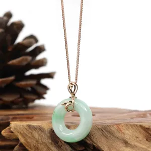 18k Rose Gold Genuine Burmese Jadeite Lucky Kou Kou Pendant Necklace