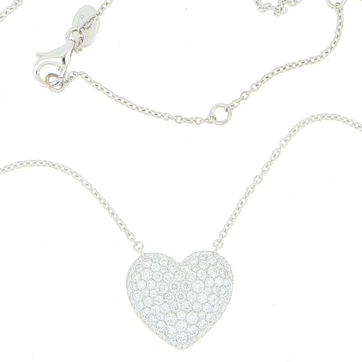 18k White Gold Diamond Accented Heart Necklace