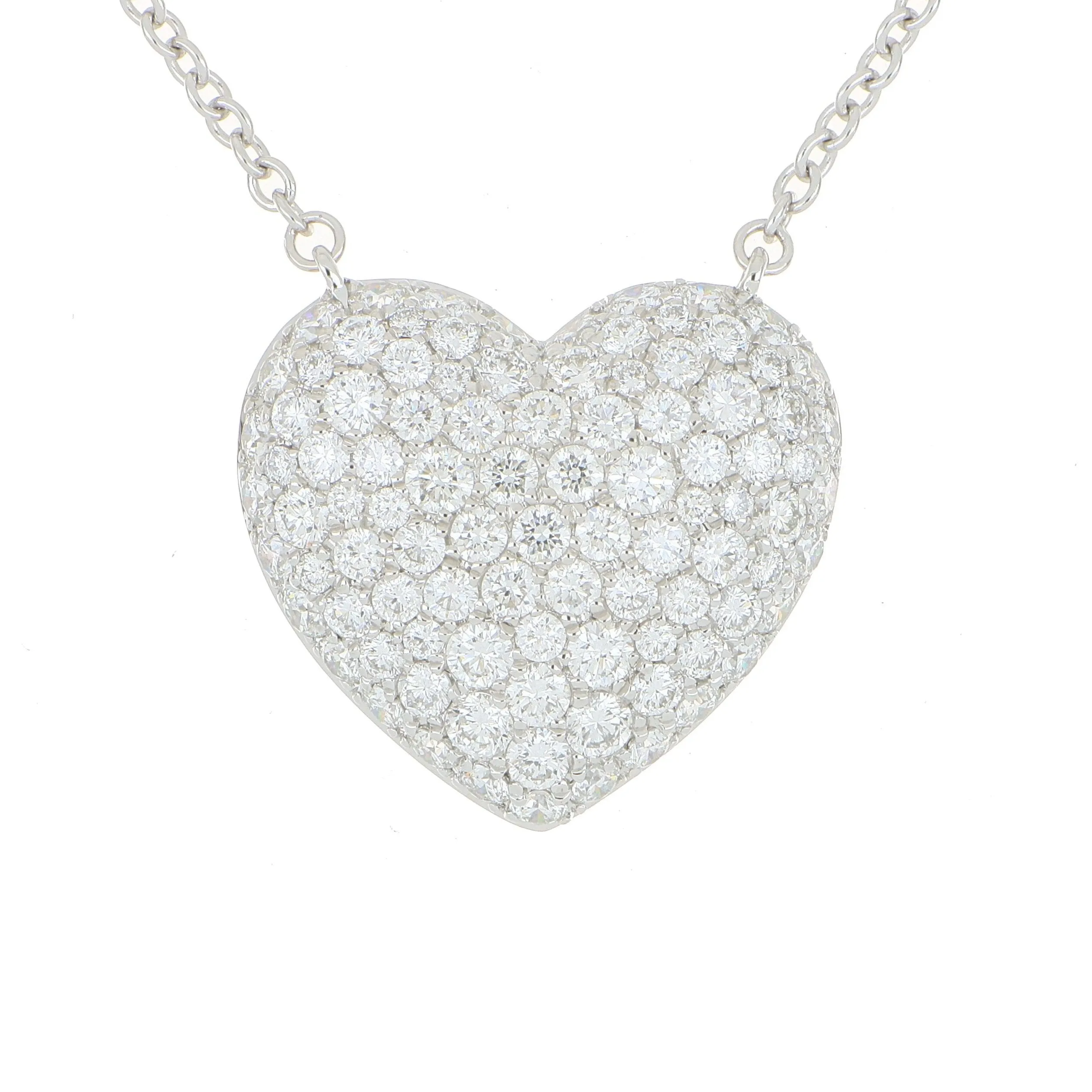 18k White Gold Diamond Accented Heart Necklace