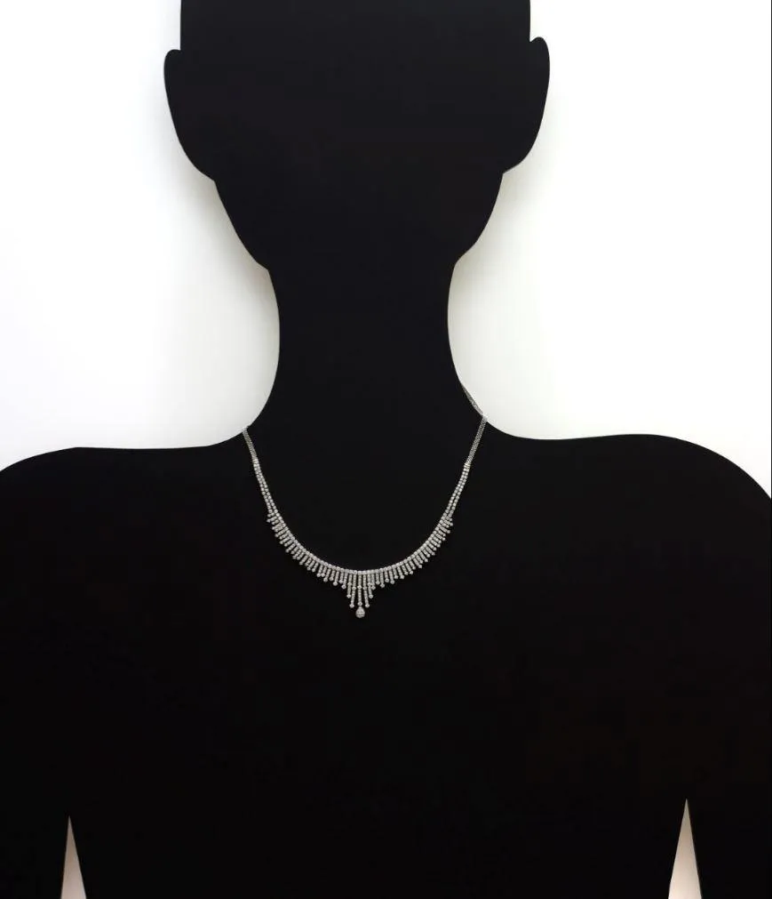 18K White Gold Diamond Necklace Set W/9.45ct VVS Diamonds & Avant Garde Design