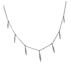 18K White Gold Sharp Marquise Style Diamond Drop Necklace with Adjustable 18" Bolo