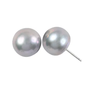 318-07 | 10MM GRAY FRESHWATER STUD EARRING